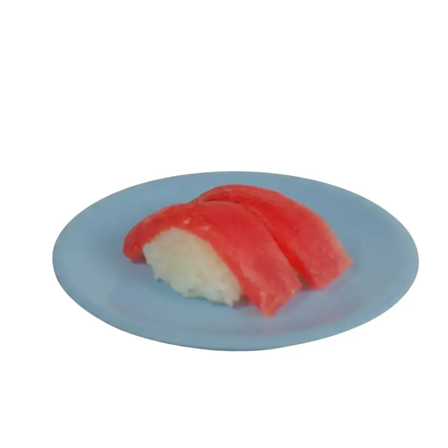 Sushi plate on conveyor belt