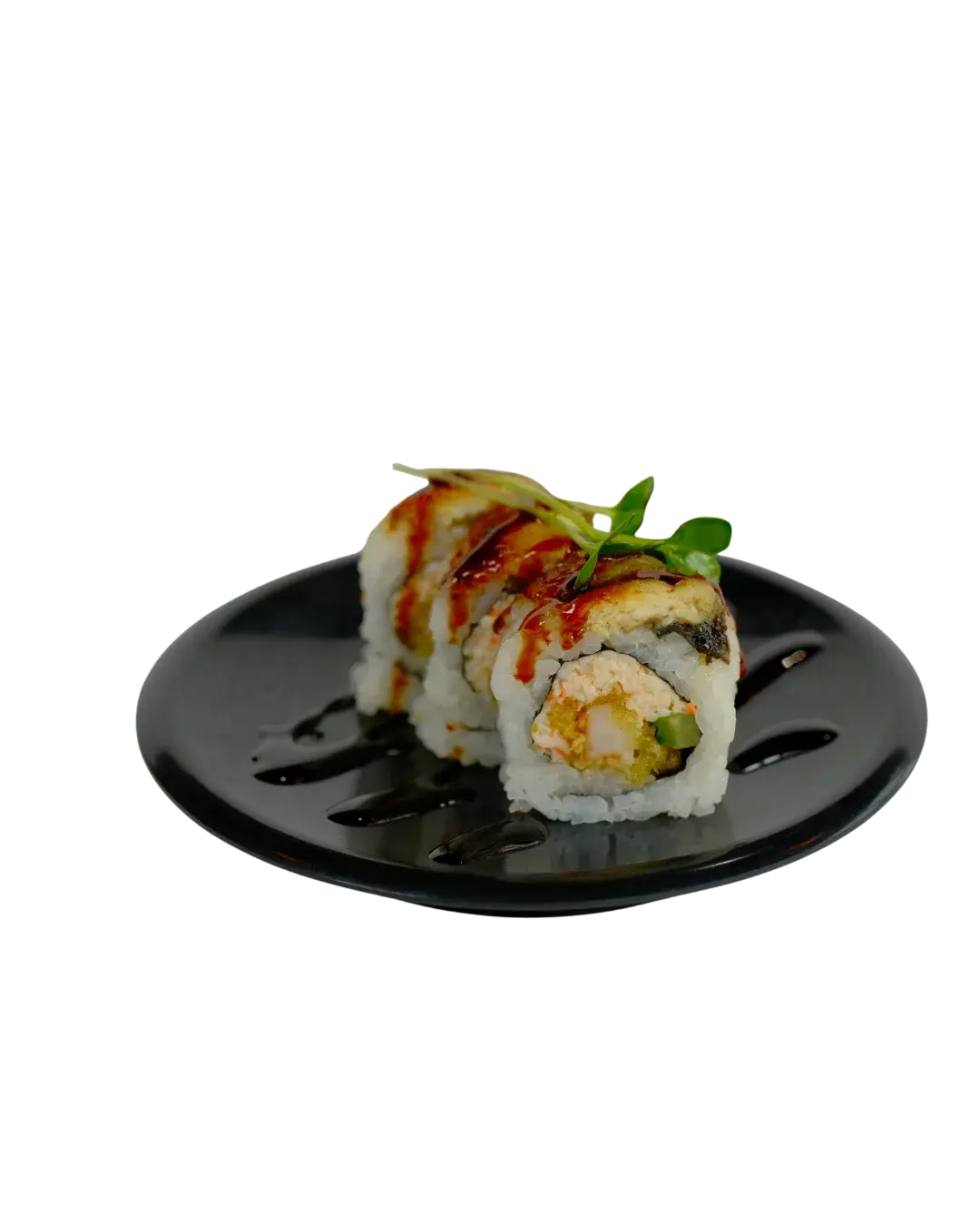 Sushi plate on conveyor belt