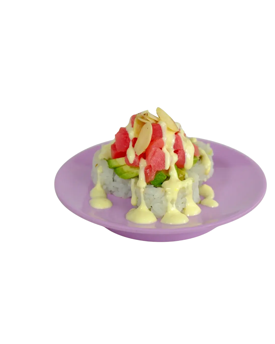 Sushi plate on conveyor belt