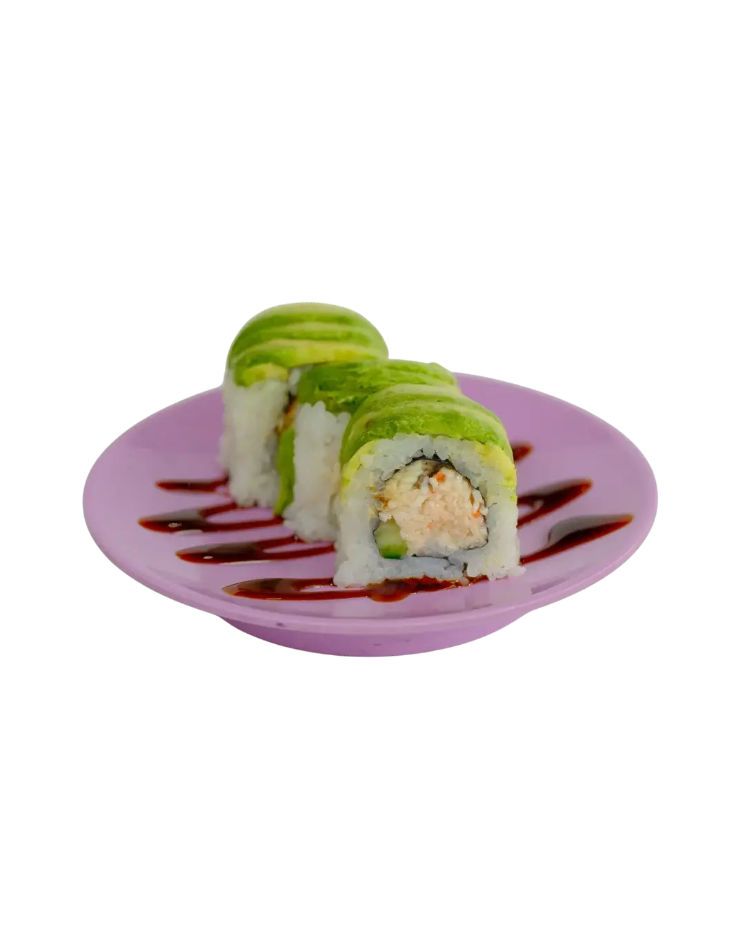 Sushi plate on conveyor belt